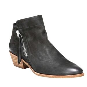 Sam Edelman PACKER Womens 8M Black Suede Leather DualSide Zips Ankle Boots Fall